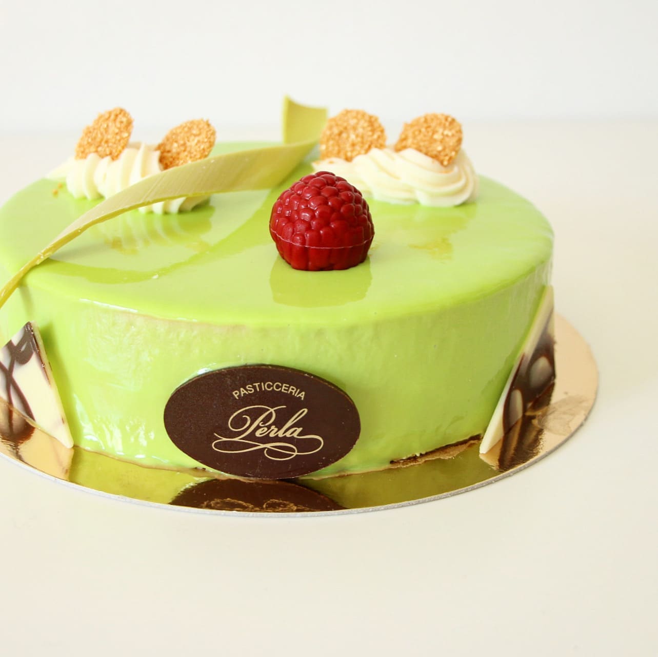 Torta con pistacchio e lamponi, Pasticceria Perla